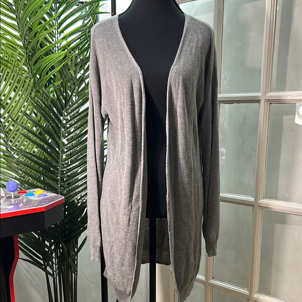 Hippie Rose Gray Cardigan Sweater Open Front